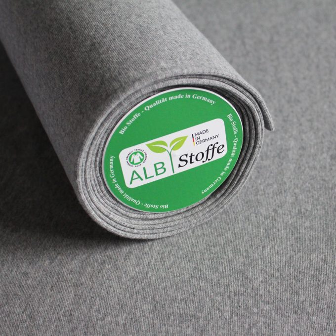 Bio-Baumwoll-Bündchenware, mittelgrau melange