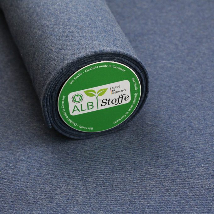 Bio-Baumwoll-Bündchenware, jeansblau melange