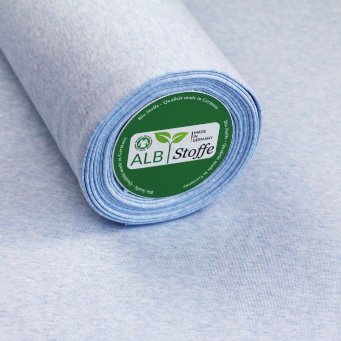 Bio-Baumwoll-Bündchenware, hellblau melange