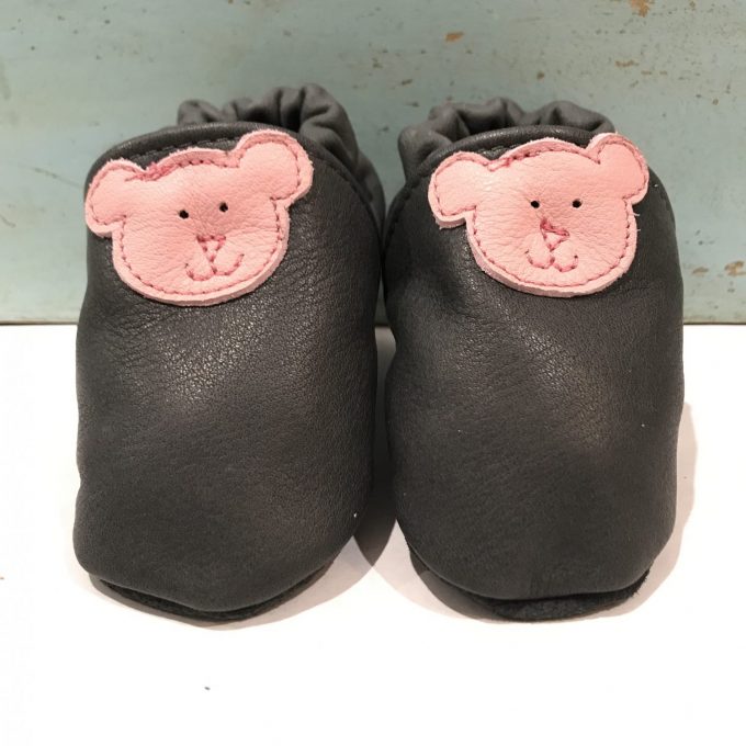 Teddybärpuschen, grau/rosa