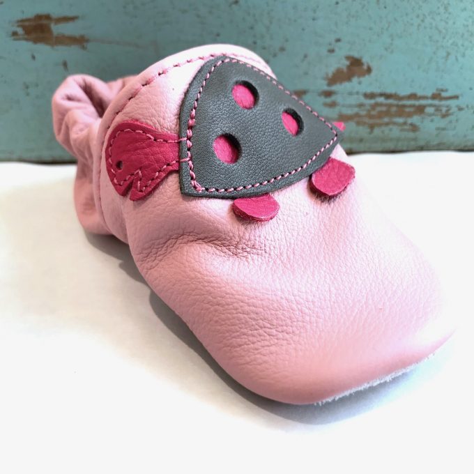 Schildkrötenpuschen, rosa/grau/pink – Bild 2