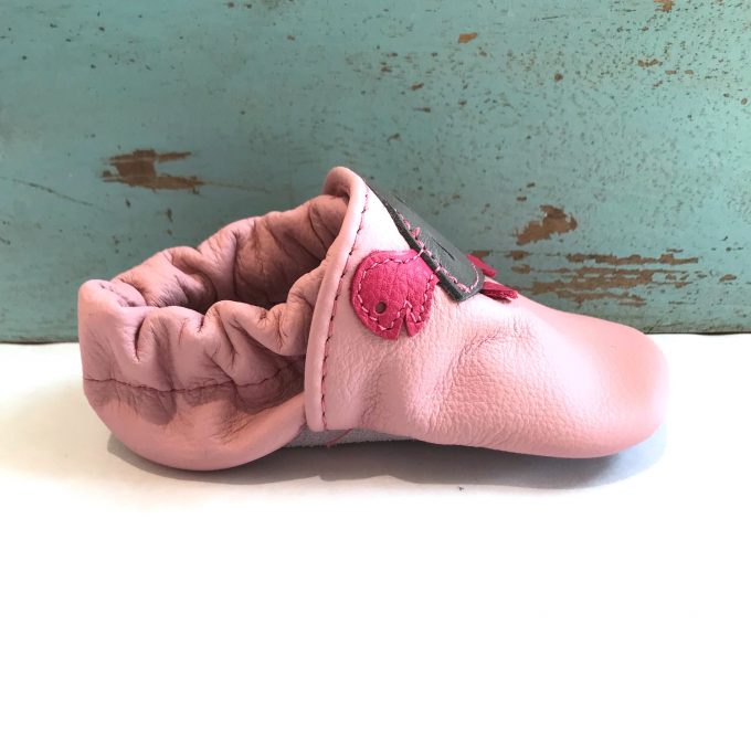 Schildkrötenpuschen, rosa/grau/pink – Bild 3