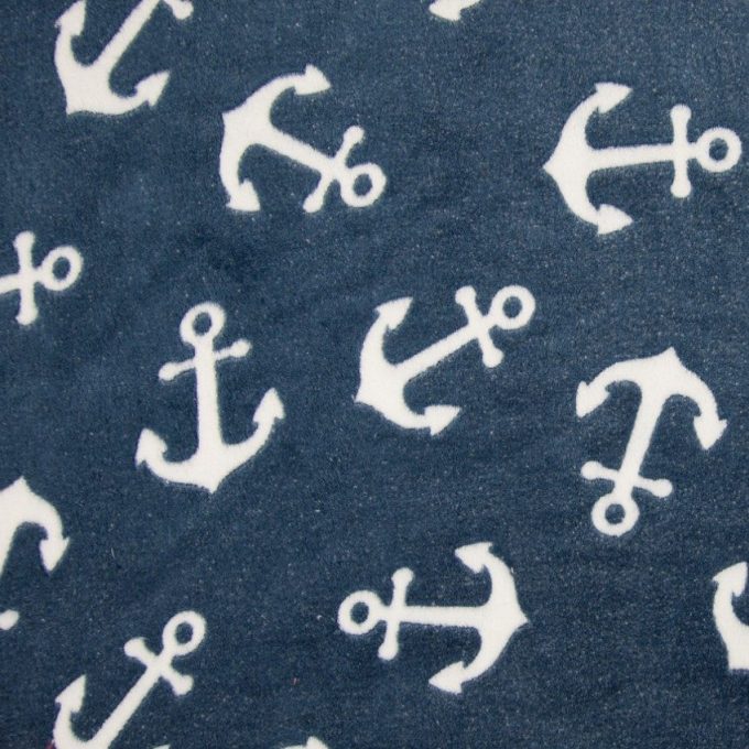 Kuschelstoff für Decken, navy mit Anker