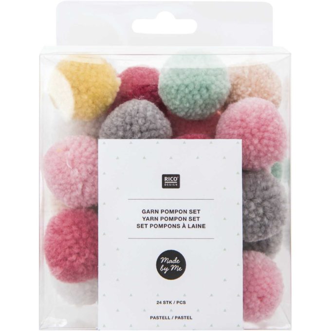 Garn Pompons Pastell Mix - 24 Stück