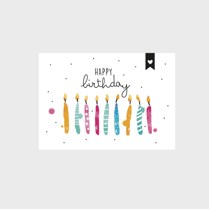 Postkarte - HAPPY birthday, Kerzen