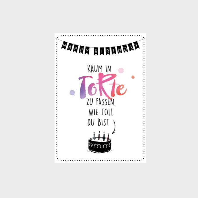 Postkarte - Happy Birthday - Torte