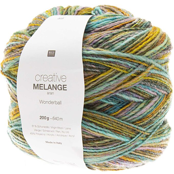 Rico Design Creative Melange aran Wonderball 200g 640m multicolor, flieder türkis