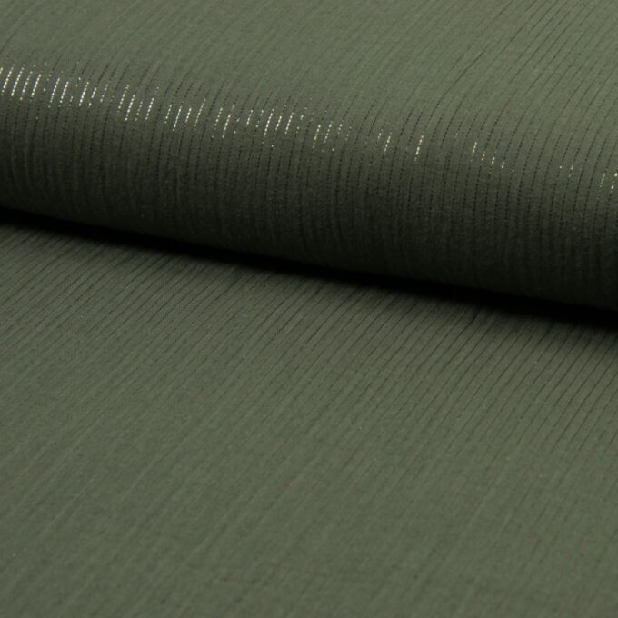 Musselin, mit Lurexstreifen, khaki